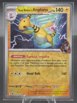 Pokemon Destined Rivals Team Rocket's Ampharos 074/182 Reverse Holo NM - Mint - Image 1