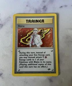 Pokemon TCG Blaine 17/132 Gym Challenge Holo SWIRL Rare MP - Image 1