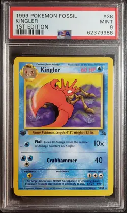 1999 Pokemon Fossil KINGLER 1st EDITION PSA 9 #38 Mint - Image 1
