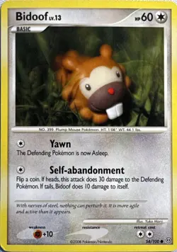 Bidoof 54/100 Common Stormfront Pokemon Lightly Played - Image 1