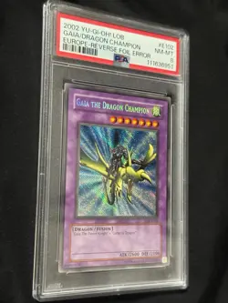 Yugioh Gaia The Dragon Champion Reverse Holo Misprint PSA 8 - LOB-125 2002 EU! - Image 2