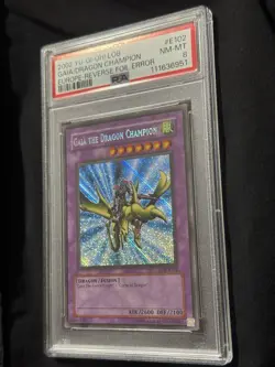 Yugioh Gaia The Dragon Champion Reverse Holo Misprint PSA 8 - LOB-125 2002 EU! - Image 3