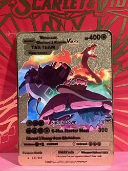 Pokemon gold metal Inspired Card Charizard & Blastoise Vmax For Display Art Gift - Image 1