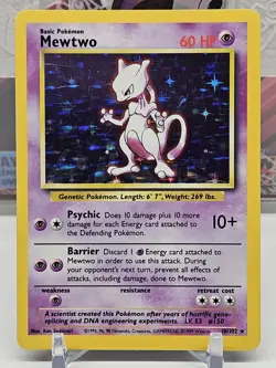 Pokemon TCG Mewtwo Holo Rare Base Set Card 10/102 NM/LP - Image 1
