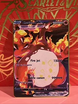 Pokemon gold metal Inspired Card Charizard Vmax For Display Art Gift - Image 1