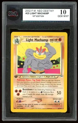 2002 Pokemon Neo Destiny #25 Light Machamp 1st Edition KSA 10 GEM Mint - Image 1