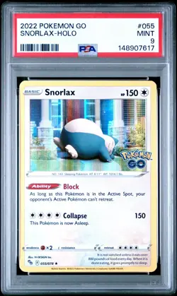 2022 Pokemon Go Snorlax Holo 055 PSA 9 - Image 1