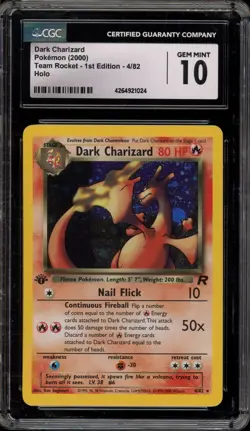 Pokemon Dark Charizard Team Rocket 1st Edition Holo Rare #4 CGC 10 Gem Mint - Image 1