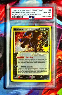 PSA 10 Umbreon Gold Star 17/17 Celebrations Classic Collection Pokemon Holo GEM - Image 2