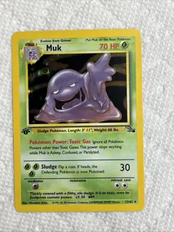 1999 Pokemon Muk 1st Edition Holo 13/62 Free Shipping - Image 1