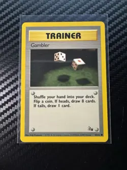 Gambler - 60/62 - Unlimited Fossil - Common - Pokemon - NM/Mint - Image 1
