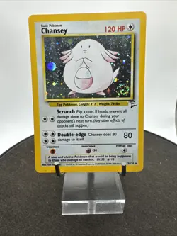 Pokemon TGC - Chansey - 3/130 Base Set 2 Unlimited Holo Rare Swirl - Image 1
