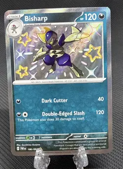 Bisharp 186/091 Shiny Rare Paldean Fates Pokemon Holo Lightly Played - Image 1