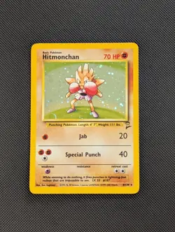 Pokemon TCG Hitmonchan Base Set 2 Holo Unlimited Rare Card 8/130 NM - Image 1