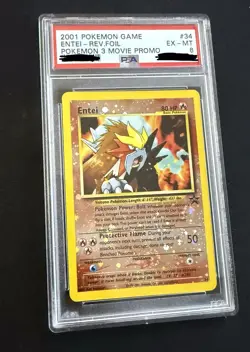 🌀🌀Pokemon Game Entei Holo Promo Card #34 PSA 6 EX-MT 2001 Vintage Swirl - Image 1