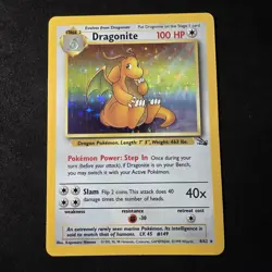 Pokemon TCG Dragonite Holo Rare Unlimited Card 4/62 Fossil Base Set 1999 - Image 1
