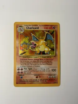 CHARIZARD 4/102 HOLO RARE BASE SET UNLIMITED POKEMON HP- - Image 1