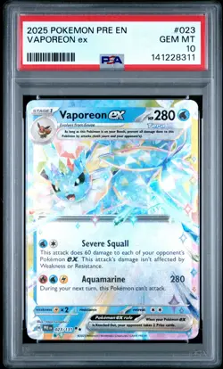 2025 POKEMON PRE EN-PRISMATIC EVOLUTIONS #023 VAPOREON EX PSA 10 - Image 1