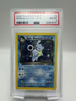 Pokemon TCG Team Rocket Dark Blastoise Holo 3/82 Beautiful CANNON SWIRL🌀 PSA 8 - Image 2