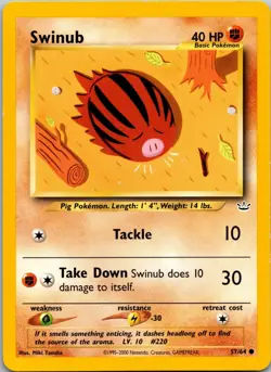 Swinub 57/64 Neo Revelation Pokemon TCG Common NM - Image 1