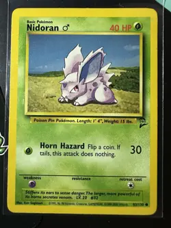 Nidoran 83/130, Pokemon Base Set 2, Pokemon TCG, 2000, Common, Vintage, NM - Image 1