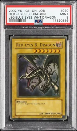 2002 YU-GI-OH! LOB-LEGEND OF BLUE EYES WHITE DRAGON RED-EYES B. DRAGON PSA 9 - Image 1