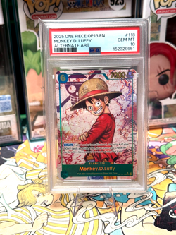 2025 ONE PIECE MONKEY D LUFFY OP13-118 CARRYING ON HIS WILL SEC ALT ART PSA 10 - Image 1