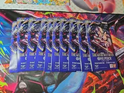 10 x One Piece OP14 THE AZURE SEA’S SEVEN Sleeved Blister Booster Packs Sealed - Image 1