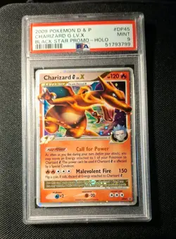 2009 POKEMON DIAMOND & PEARL BLACK STAR PROMO HOLO #DP45 CHARIZARD G LV.X PSA 9 - Image 1