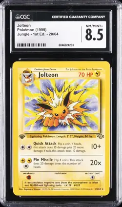 1999 POKEMON JUNGLE 1ST ED. #20/64 JOLTEON CGC 8.5 - Image 1