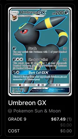 Pokemon - Umbreon GX 142/149 Full Art Holo - Sun & Moon - Graded PSA 9 - Image 3