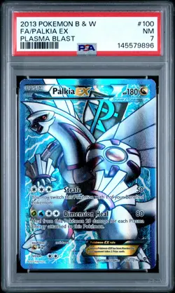 PSA 7 POKEMON BLACK & WHITE PLASMA BLAST #100 FA PALKIA EX HOLO RARE 2013 - Image 1