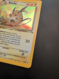 Pokemon Raichu Fossil 1st Edition Holo Rare #14/62 NM 90 HP - Image 3