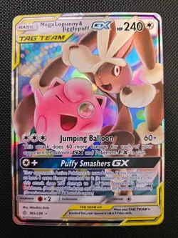 2019 Pokemon Mega Lopunny & Jigglypuff GX 165/236 Sm-Cosmic Eclipse Holo - Image 1
