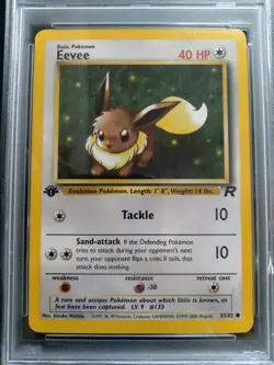 Graded PSA 8 EEVEE #55 2000 Pokemon Rocket 1ST EDITION NM - MT - Image 2
