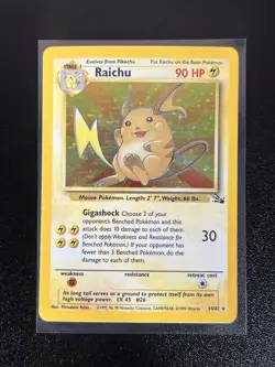 Pokemon Raichu 14/62 Holo Rare Fossil MP Vintage 1999 - Image 1
