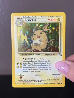 Pokemon Raichu 14/62 Holo Rare Fossil MP Vintage 1999 - Image 3