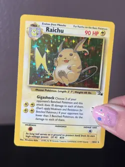 Pokemon Raichu 14/62 Holo Rare Fossil MP Vintage 1999 - Image 4