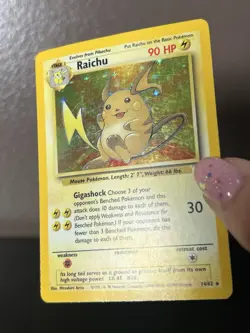 Pokemon Raichu 14/62 Holo Rare Fossil MP Vintage 1999 - Image 5