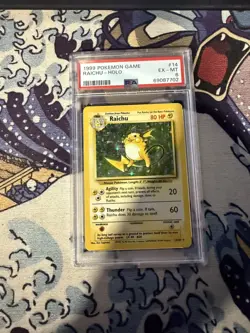 Raichu Pokemon Base Set Holo #14 PSA 6 - Image 1
