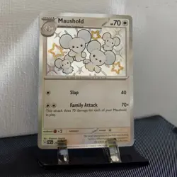 Pokemon TCG Maushold Shiny Card 210/091 SV Paldean Fates NM Shiny Rare - Image 1