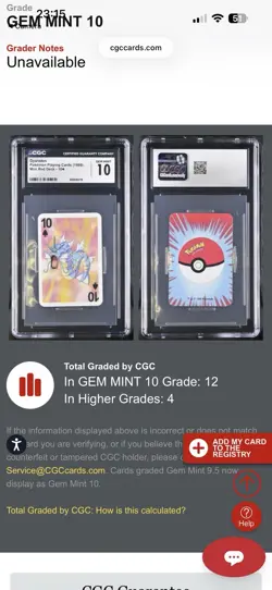 Gyarados Pokemon Playing Cards Mini Red Deck CGC 10 Low Low Pop - Image 3