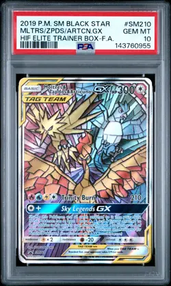 2019 POKEMON SM BLACK STAR PROMO FULL ART/MOLTRES & ZAPDOS & ARTICUNO GX PSA 10 - Image 1