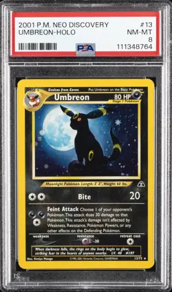2001 POKEMON NEO DISCOVERY #13 UMBREON-HOLO PSA 8 - Image 1