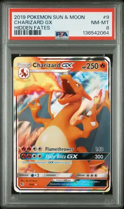 2019 Pokemon Sun & Moon Charizard GX Hidden Fates PSA 8 - Image 1