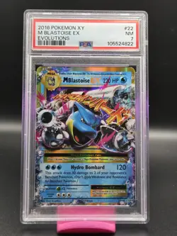 2016 Pokemon XY Evolutions #22 M Blastoise EX PSA 7 NM - Image 1