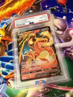 2022 POKEMON SWORD & SHIELD BRILLIANT STARS #017 CHARIZARD V PSA 10 - Image 2