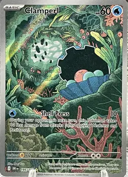 Pokemon Clamperl 195/182 Destined Rivals Illustration Rare Full Art Holo 60 HP - Image 1