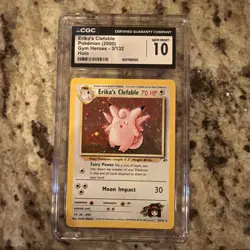CGC 10 Erika's Clefable Gym Heroes 3/132 Pokemon FAT DOUBLE HOLO SWIRL🍭 - Image 1