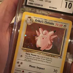 CGC 10 Erika's Clefable Gym Heroes 3/132 Pokemon FAT DOUBLE HOLO SWIRL🍭 - Image 3